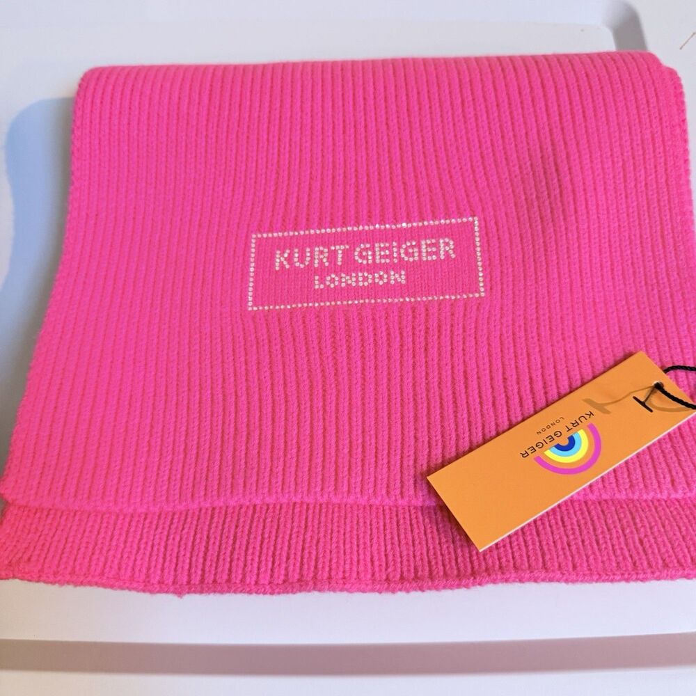 Kurt Geiger London Crystal Logo Scarf Pink NWT
